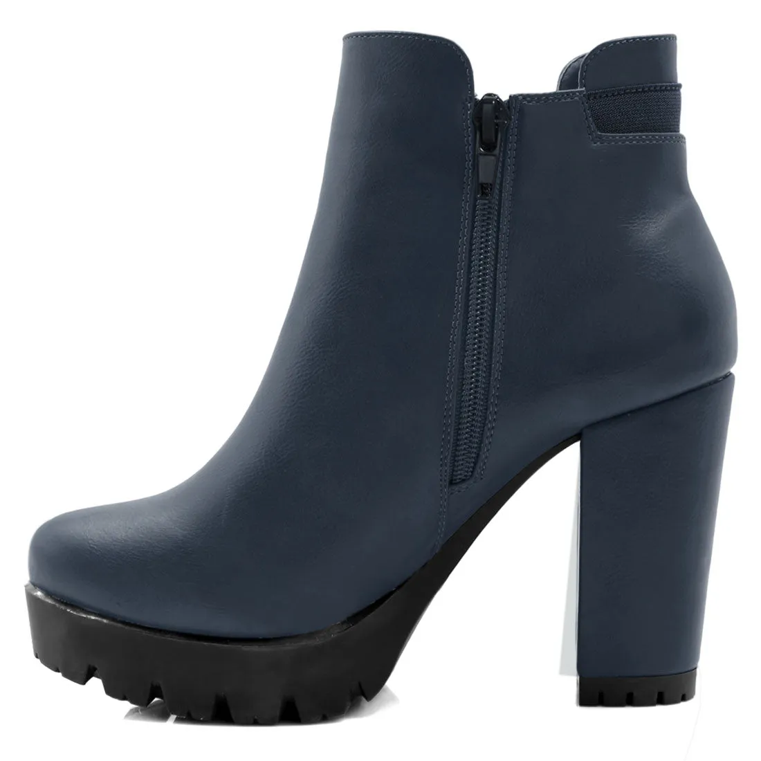 Chunky High Heel Platform Zipper Chelsea Boots