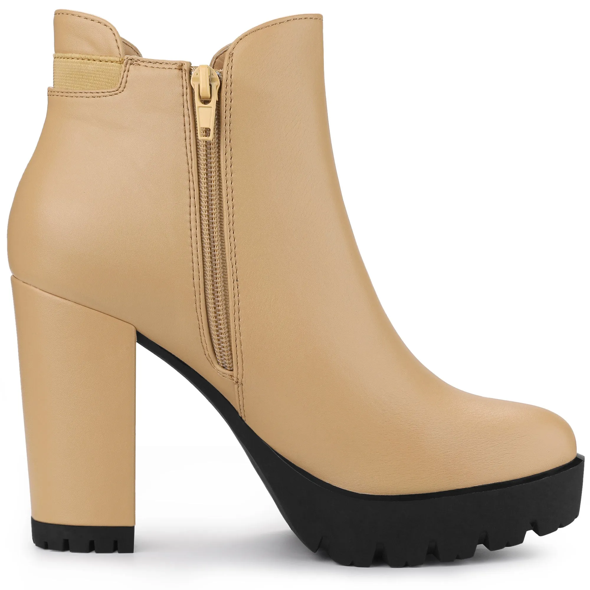 Chunky High Heel Platform Zipper Chelsea Boots