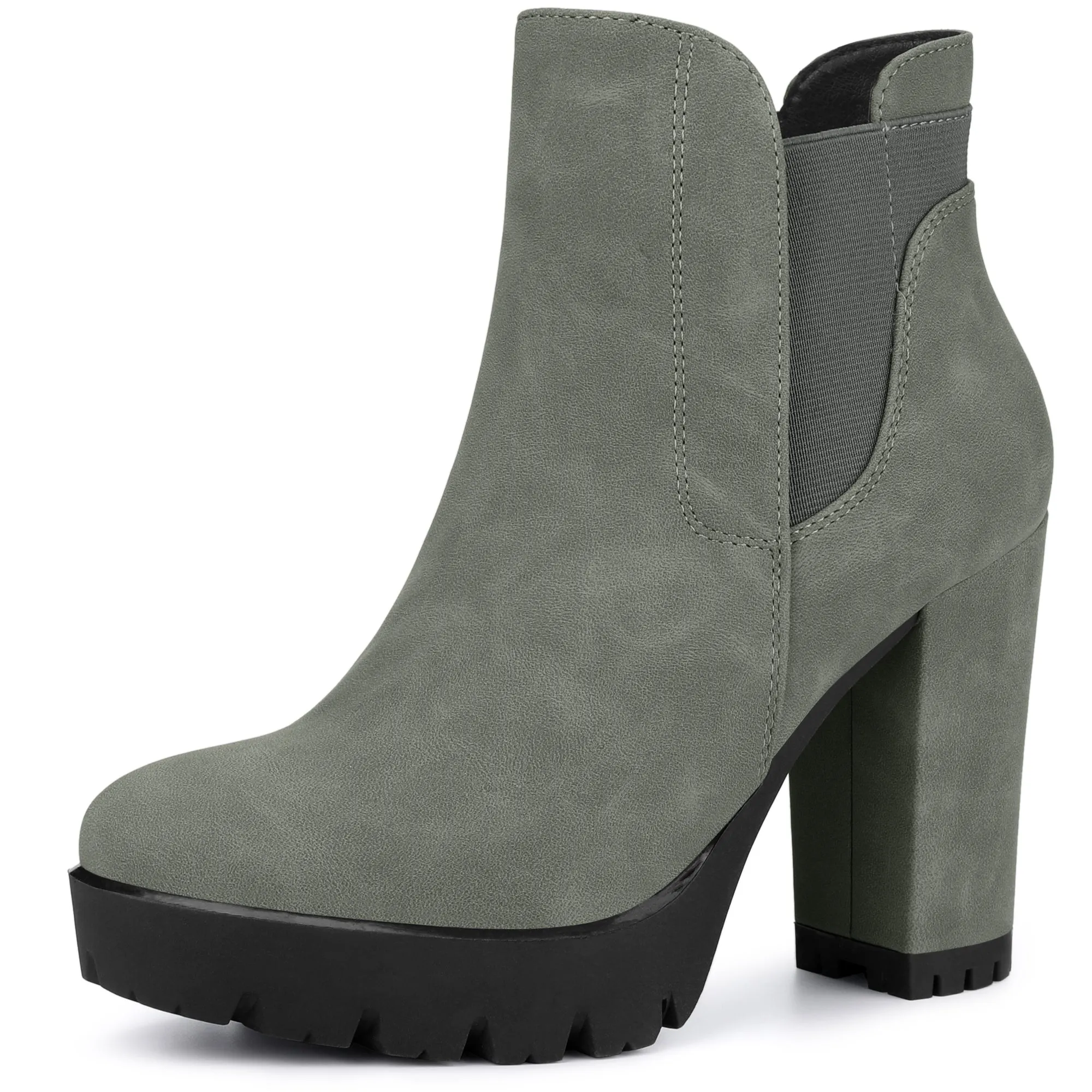 Chunky High Heel Platform Zipper Chelsea Boots