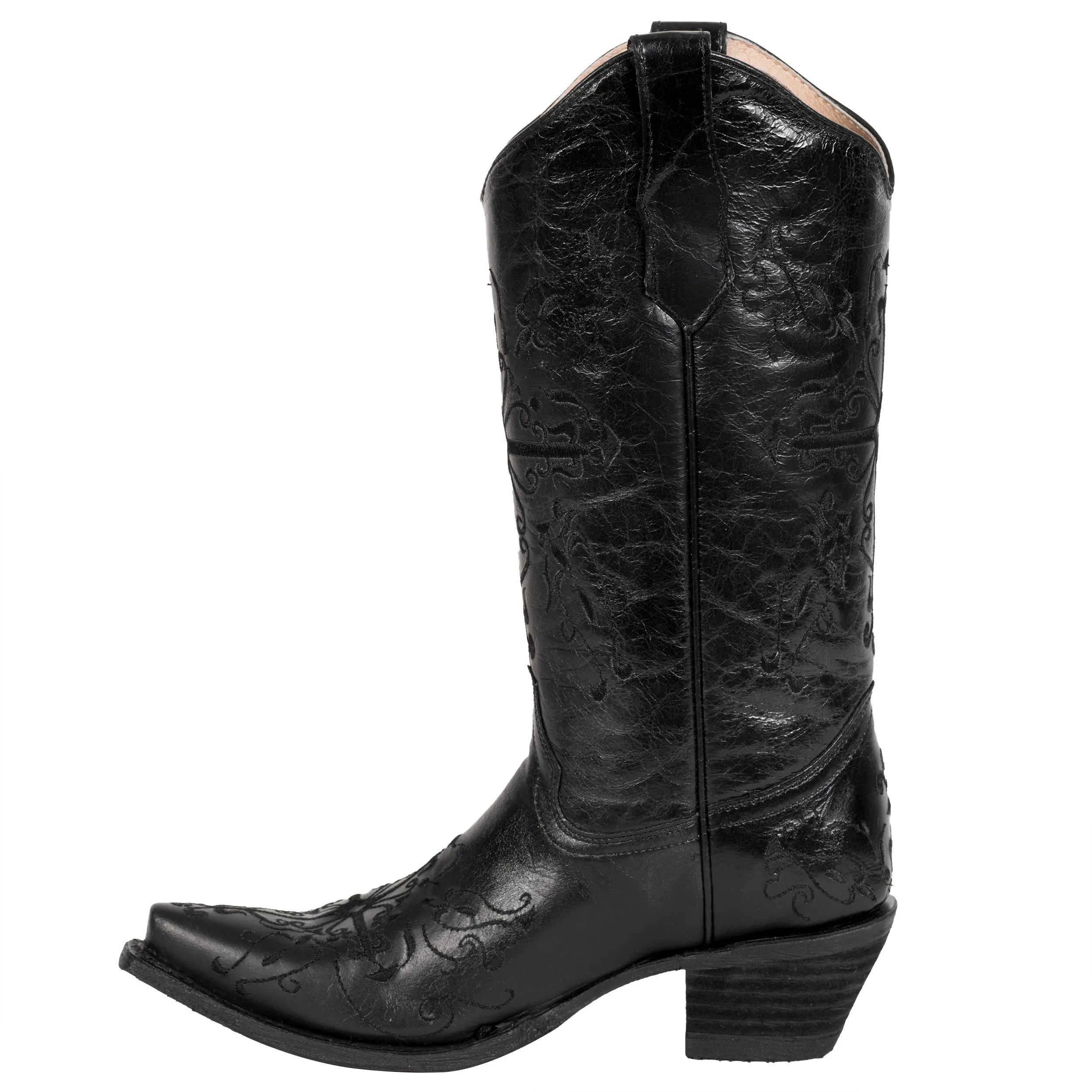 Corral Boots Womens Leather Circle G Cross Black Snip Toe Cowgirl 10 M