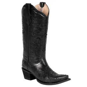 Corral Boots Womens Leather Circle G Cross Black Snip Toe Cowgirl 10 M