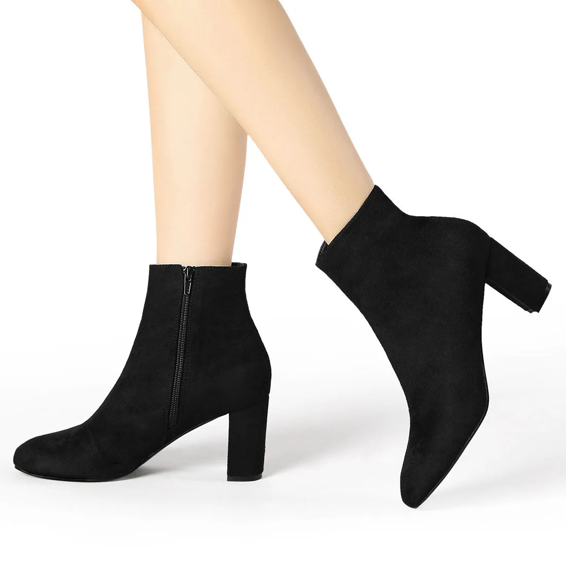 Dress Side Zip Chunky Heel Ankle Boots