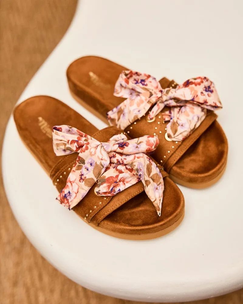 Dune Vegan Suede Slide Sandals | Hazelnut