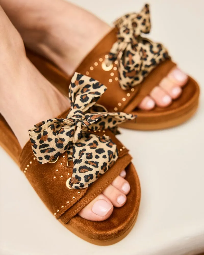 Dune Vegan Suede Slide Sandals | Hazelnut