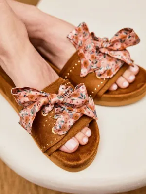 Dune Vegan Suede Slide Sandals | Hazelnut