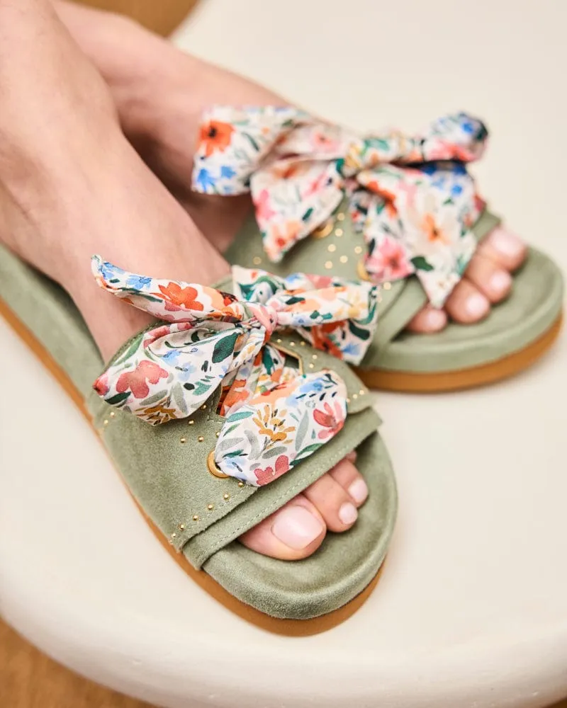 Dune Vegan Suede Slide Sandals | Sage