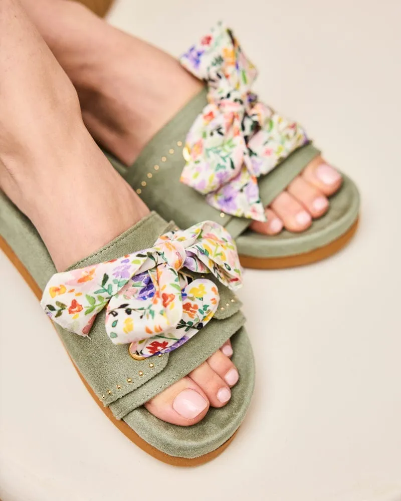 Dune Vegan Suede Slide Sandals | Sage