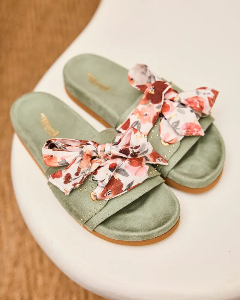 Dune Vegan Suede Slide Sandals | Sage