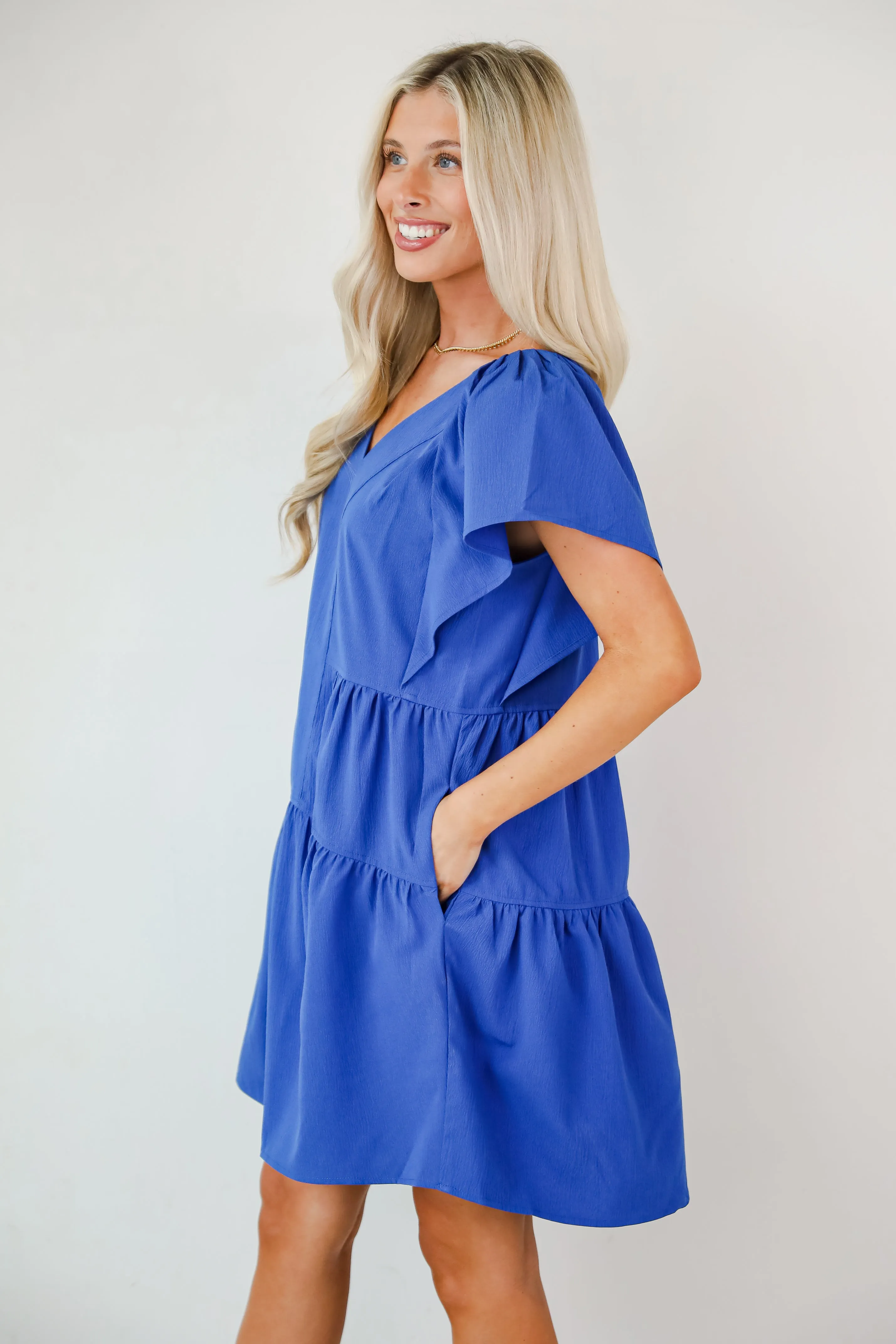 Easily The Cutest Blue Tiered Mini Dress