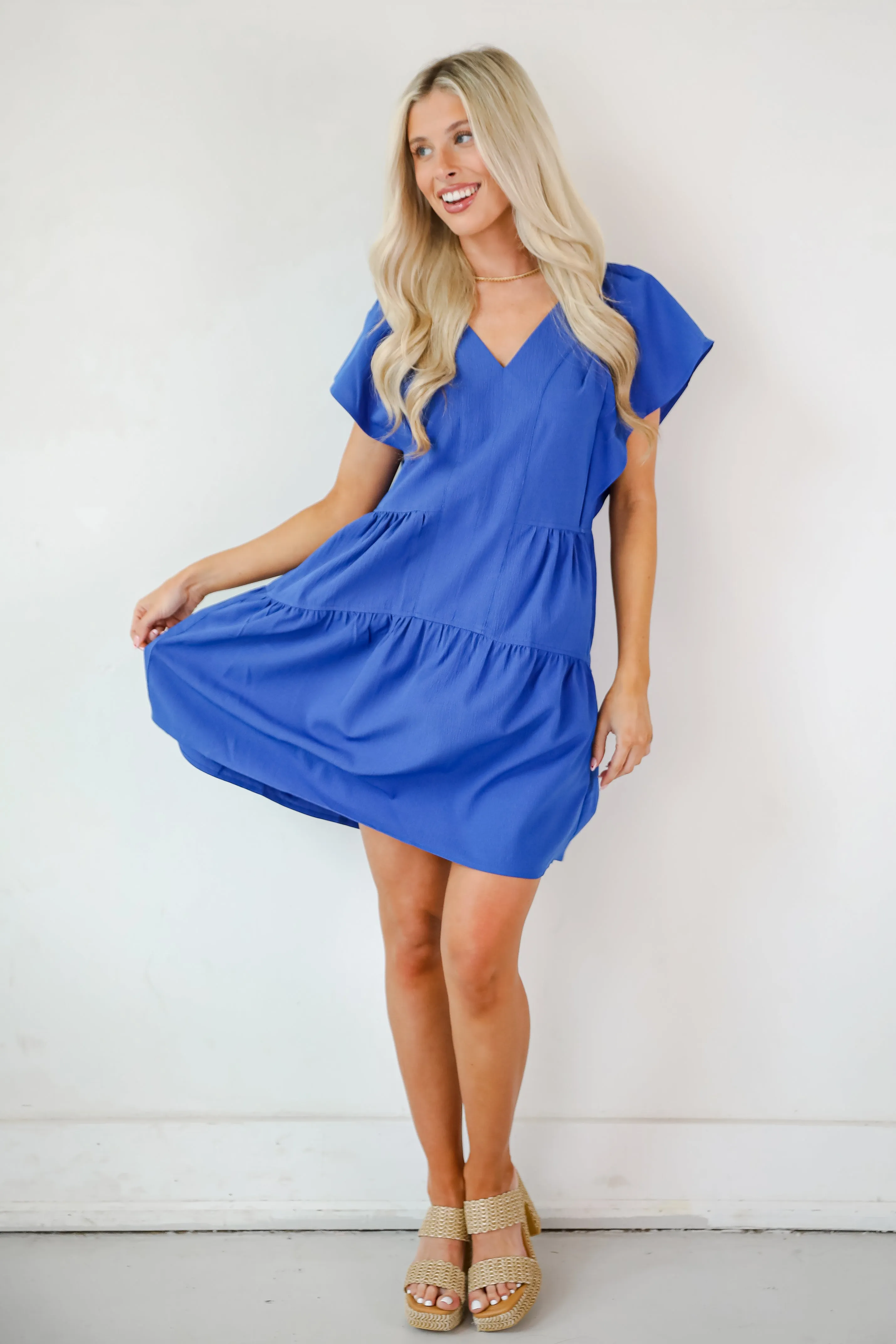 Easily The Cutest Blue Tiered Mini Dress