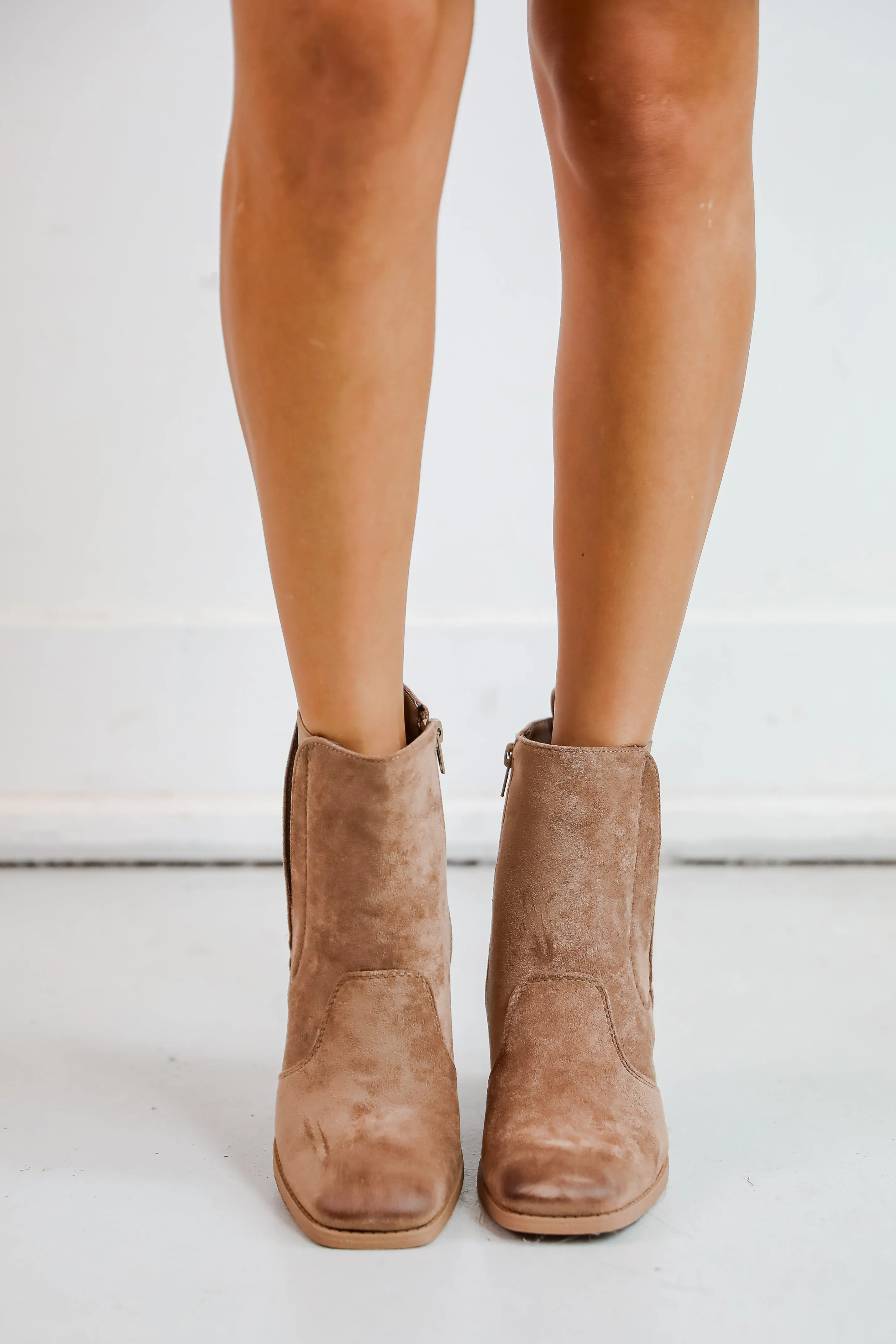 FINAL SALE - Finding My Way Taupe Suede Booties