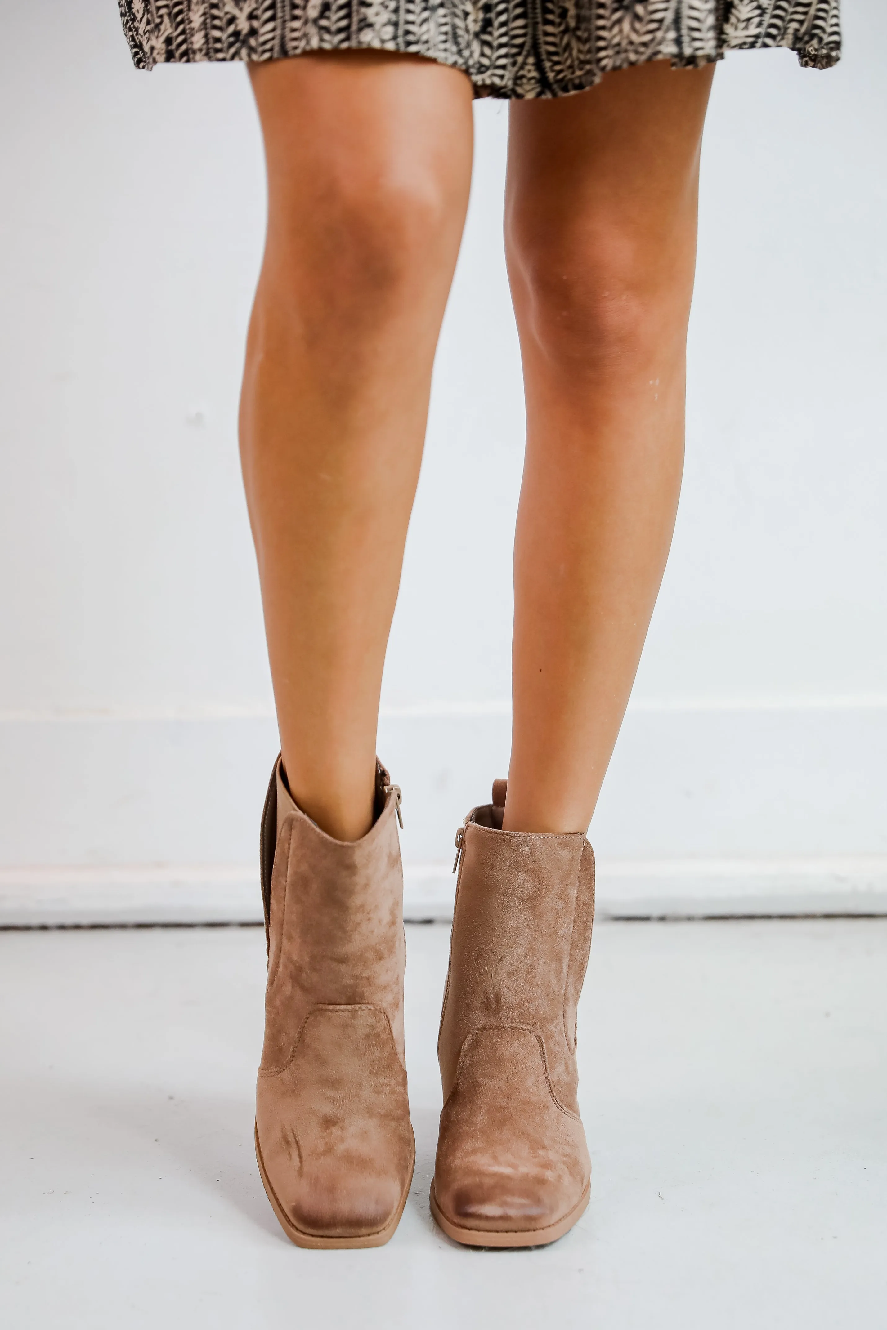 FINAL SALE - Finding My Way Taupe Suede Booties