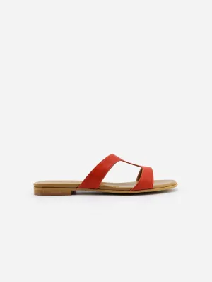 Letizia Women's Vegan Nappa Leather Slip On Sandal | Burnt Orange