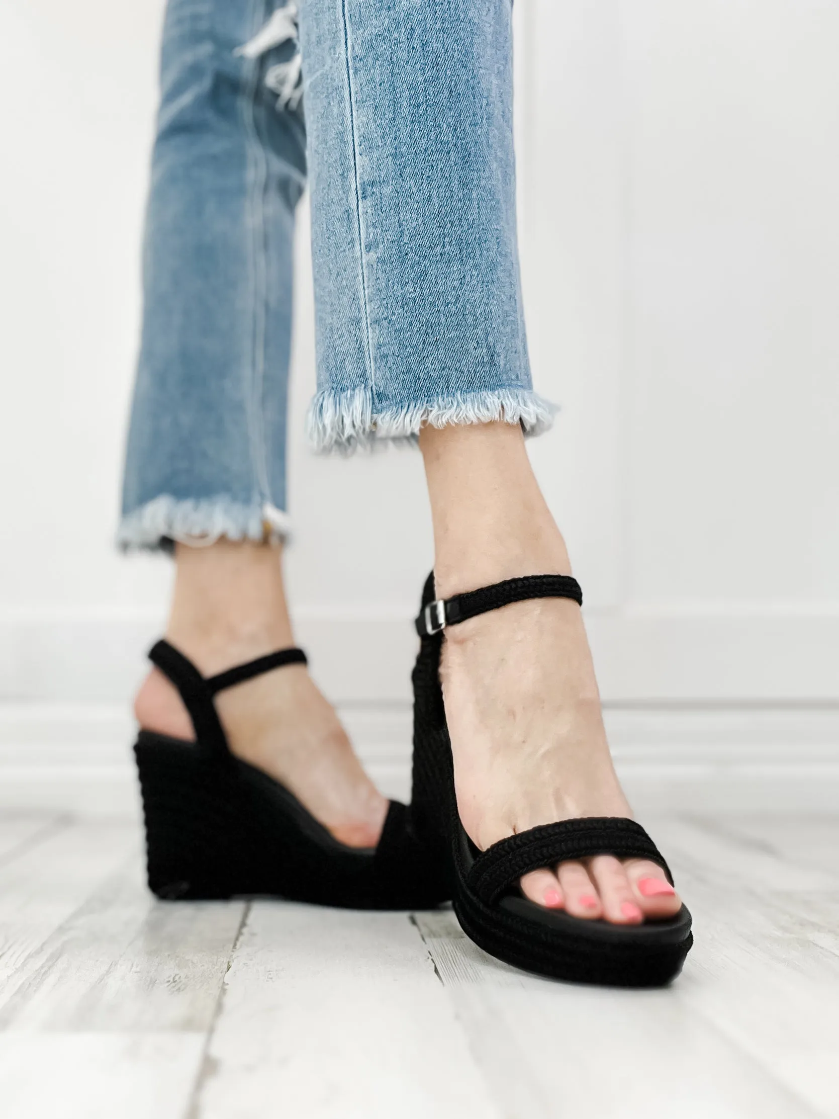 MIA Allda Strappy Wedges in Black