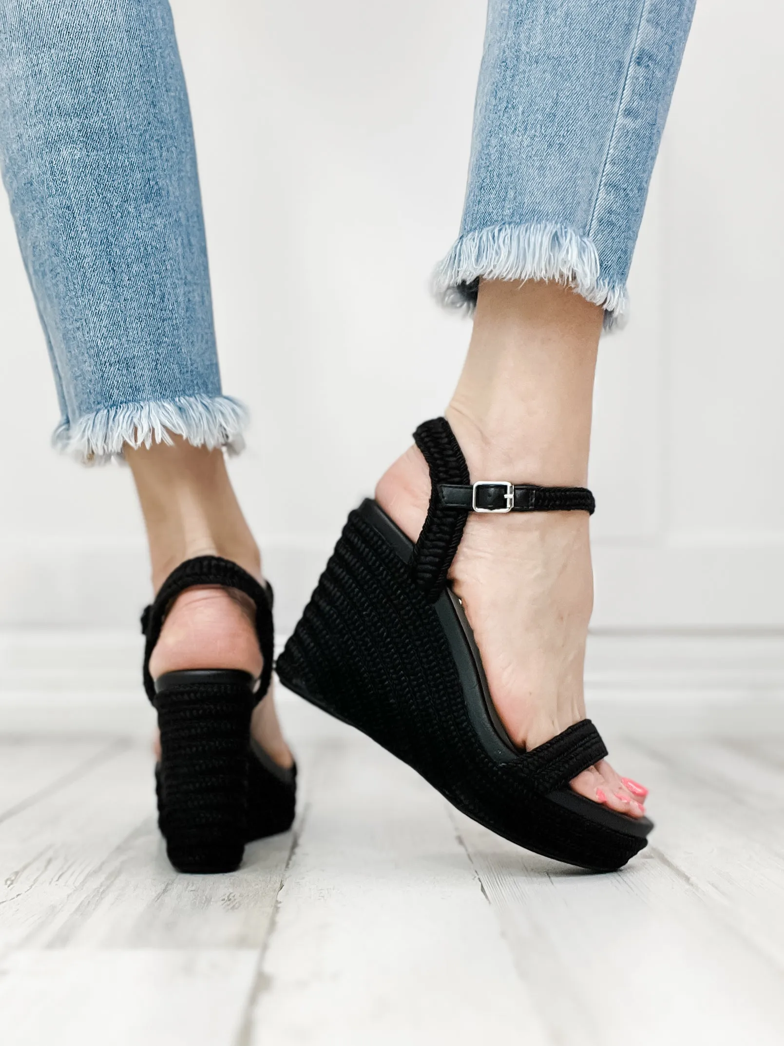 MIA Allda Strappy Wedges in Black