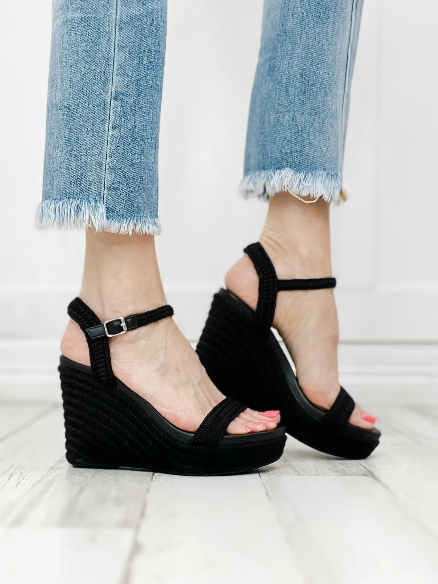 MIA Allda Strappy Wedges in Black