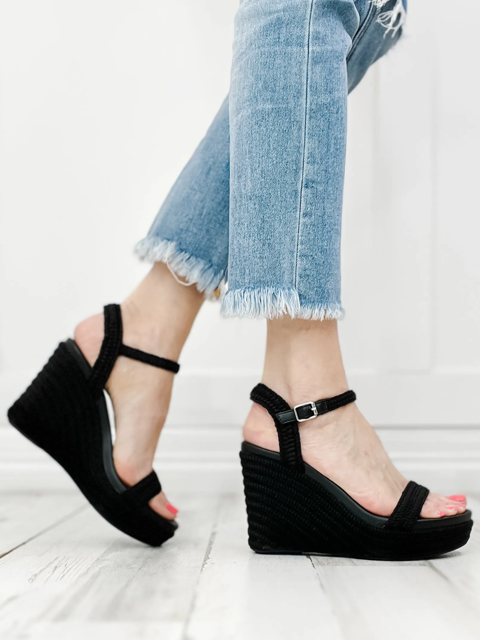 MIA Allda Strappy Wedges in Black