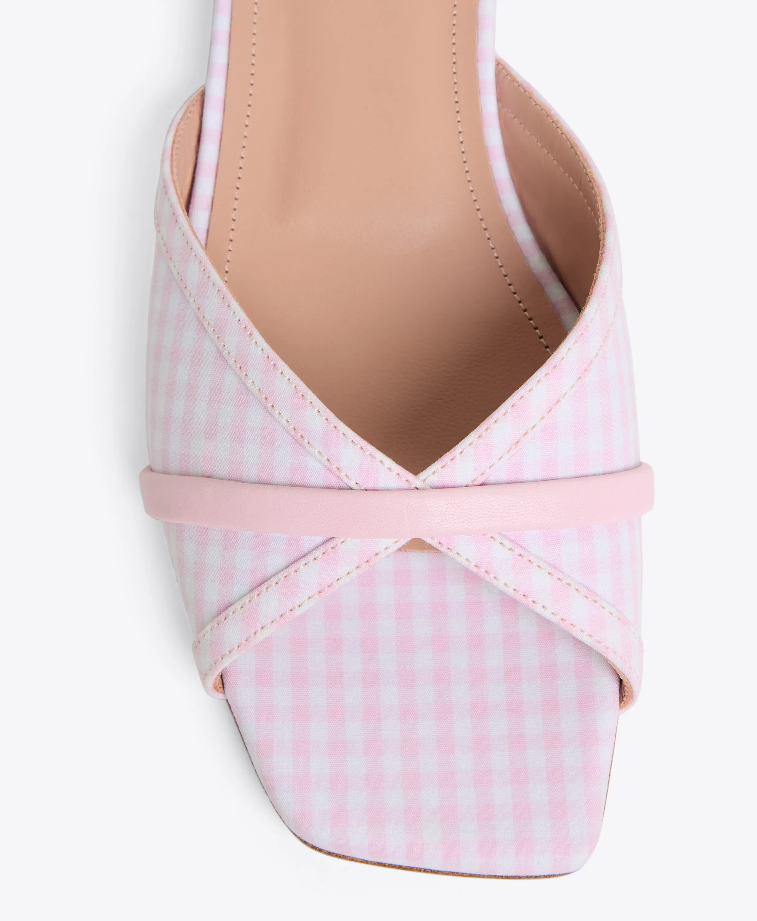Perla Pink Gingham Flat Sandals