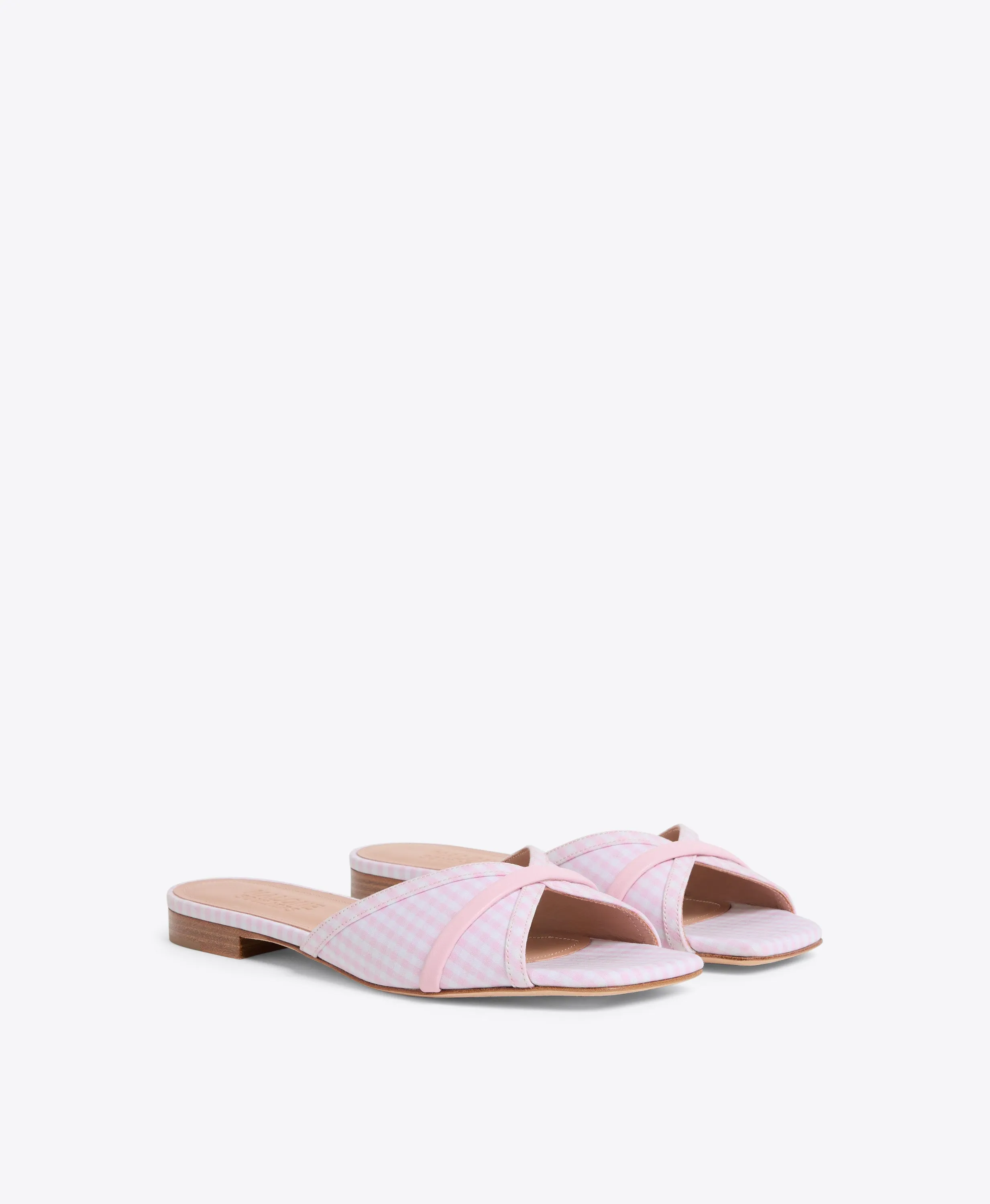 Perla Pink Gingham Flat Sandals