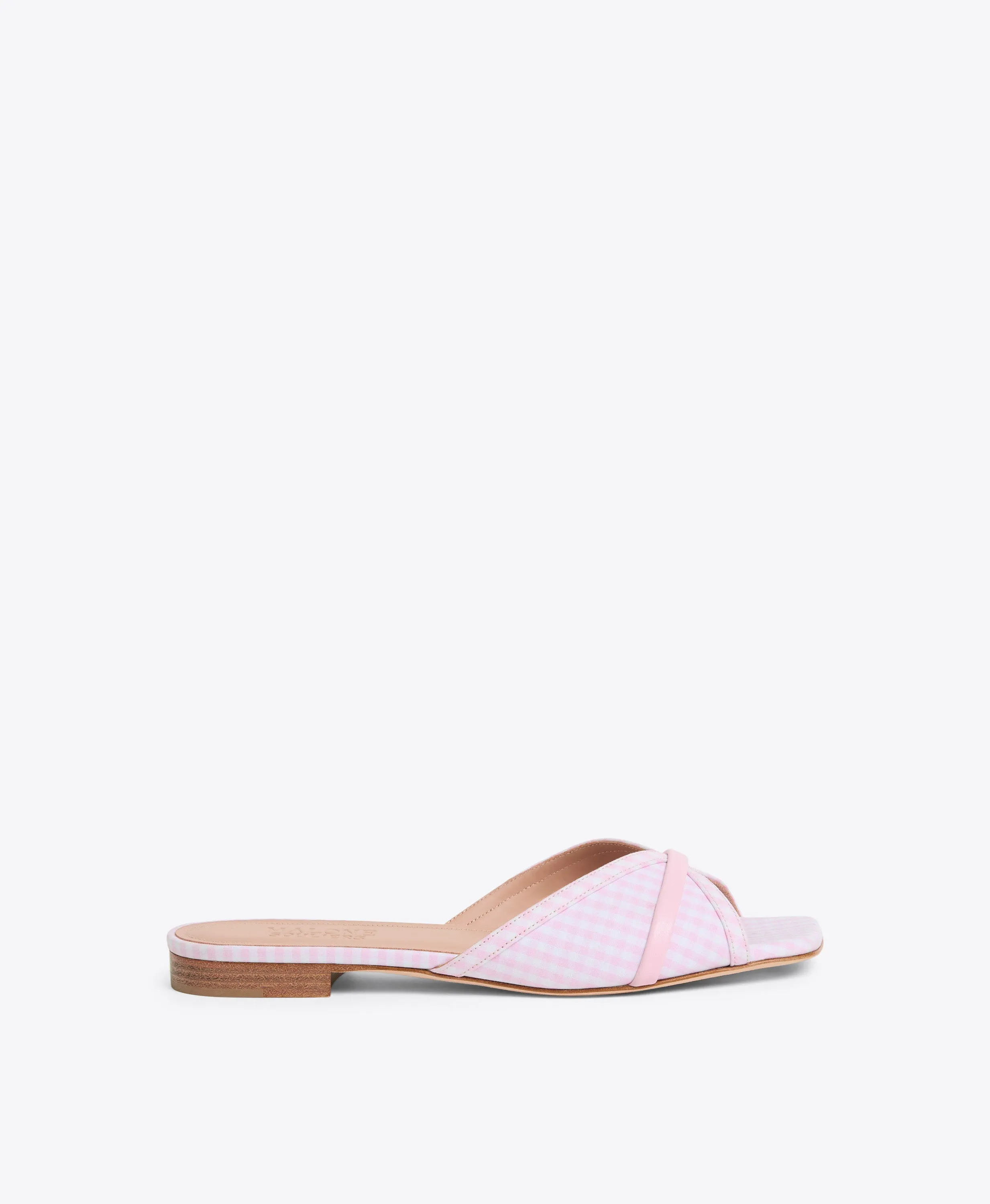 Perla Pink Gingham Flat Sandals