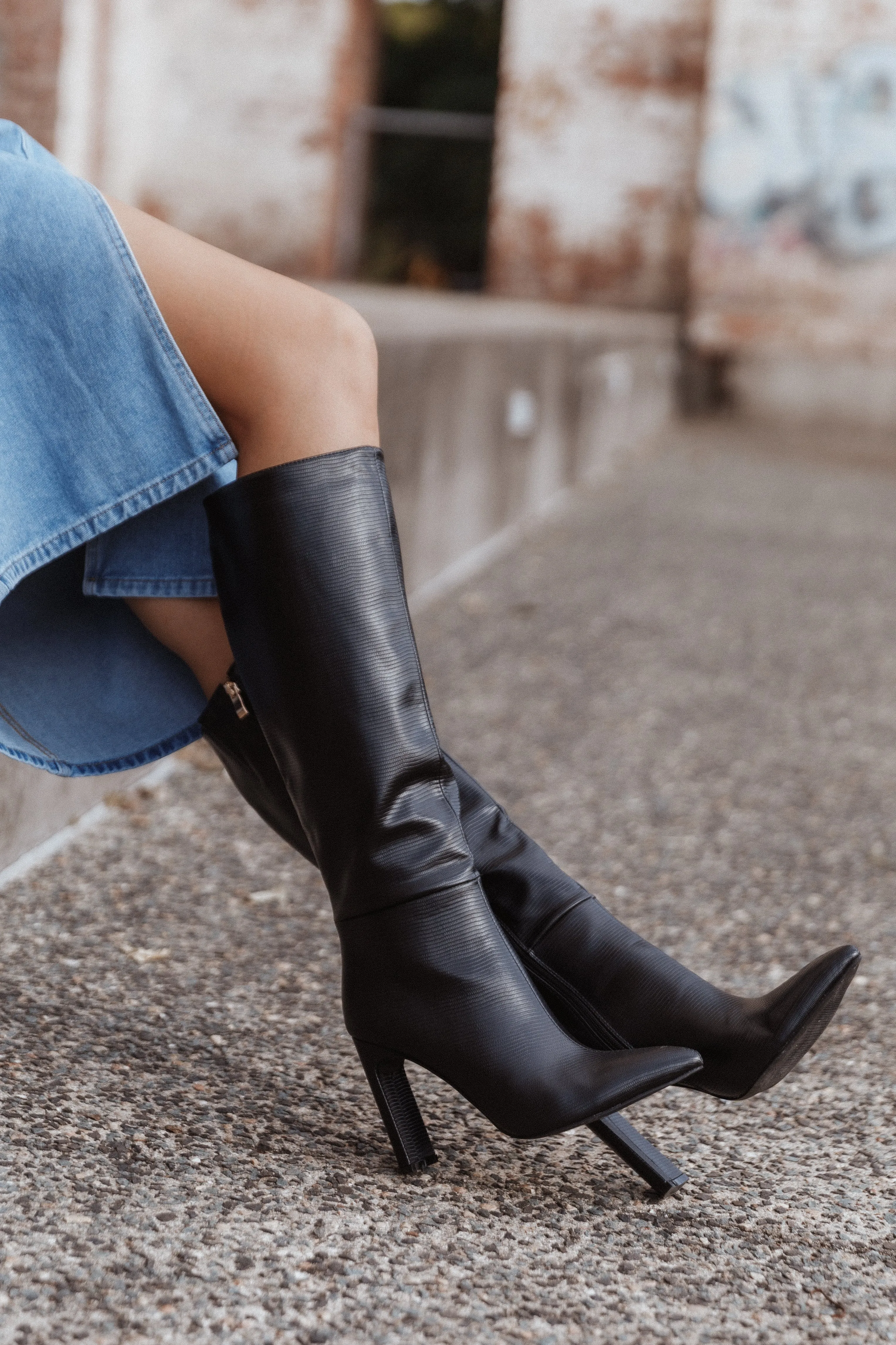 Rasana Knee High Boot - Black Scale