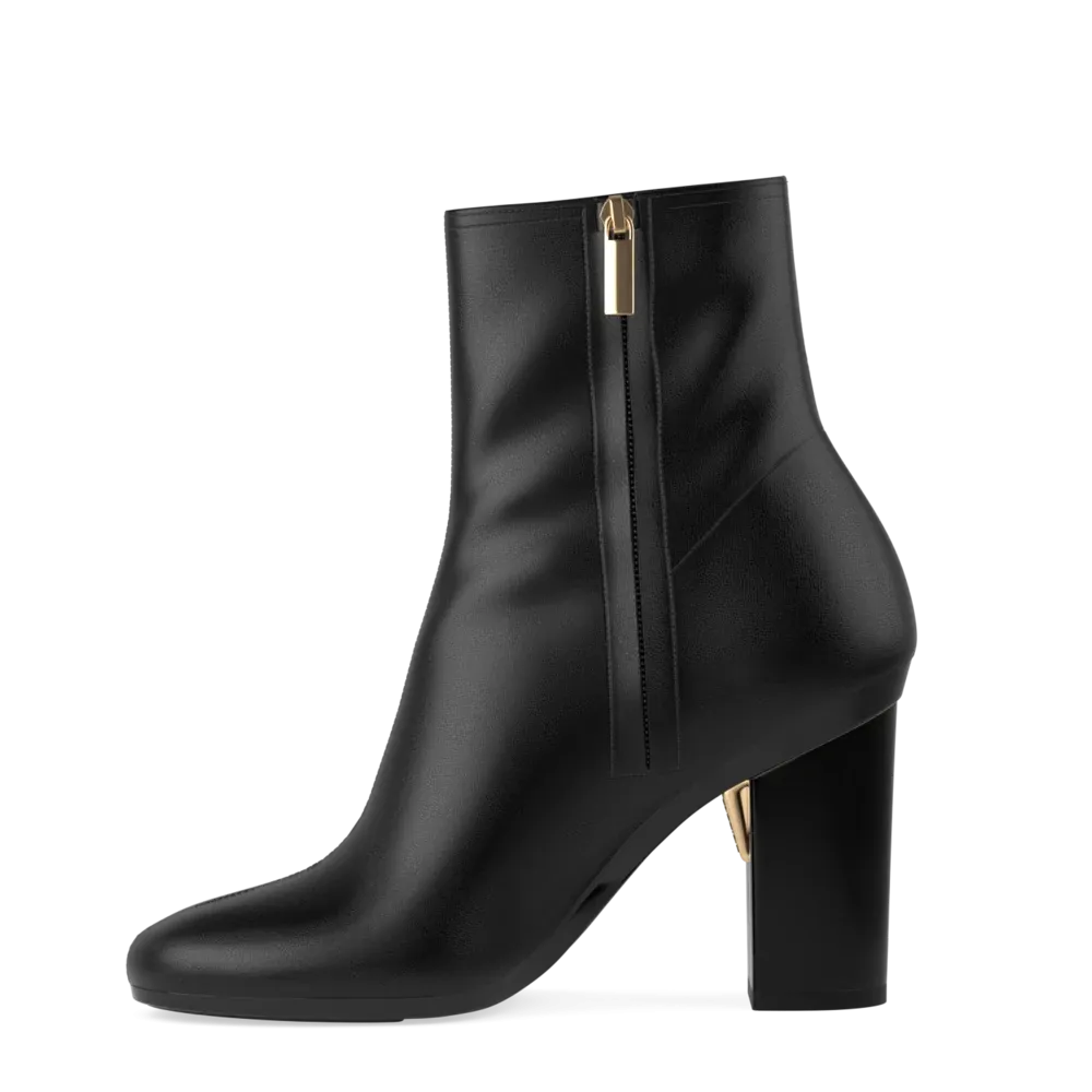 The Josie Bootie - Coal Stretch Leather 4 Block