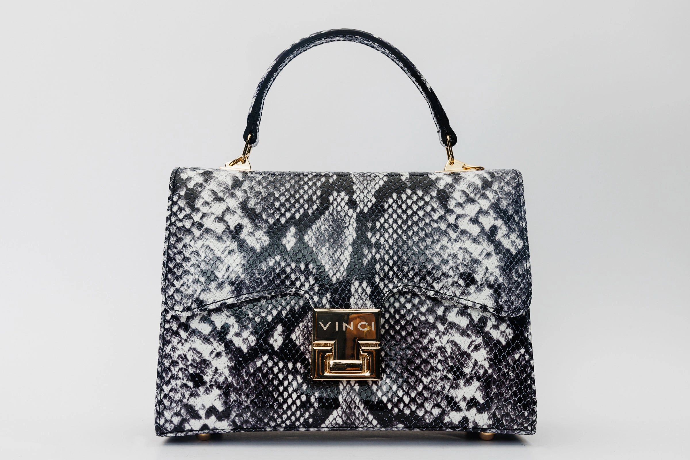 The Venezia Black & White Leather Handbag