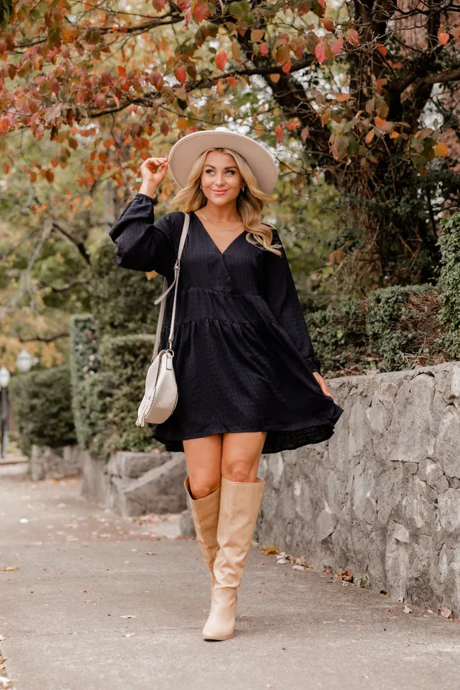 Your Purpose Black V-Neck Long Sleeve Tiered Mini Dress FINAL SALE